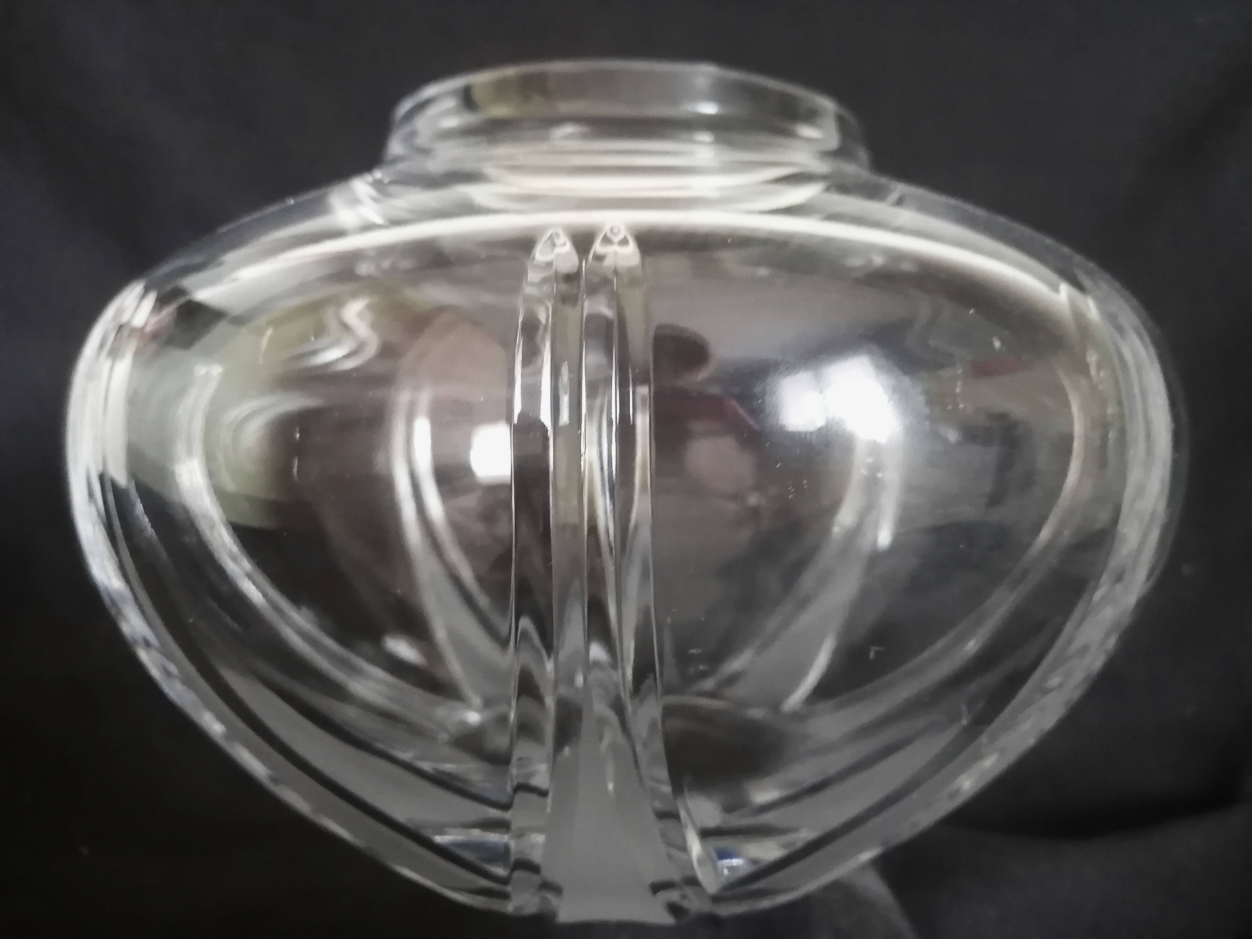 Cut crystal round vase in Art Deco style