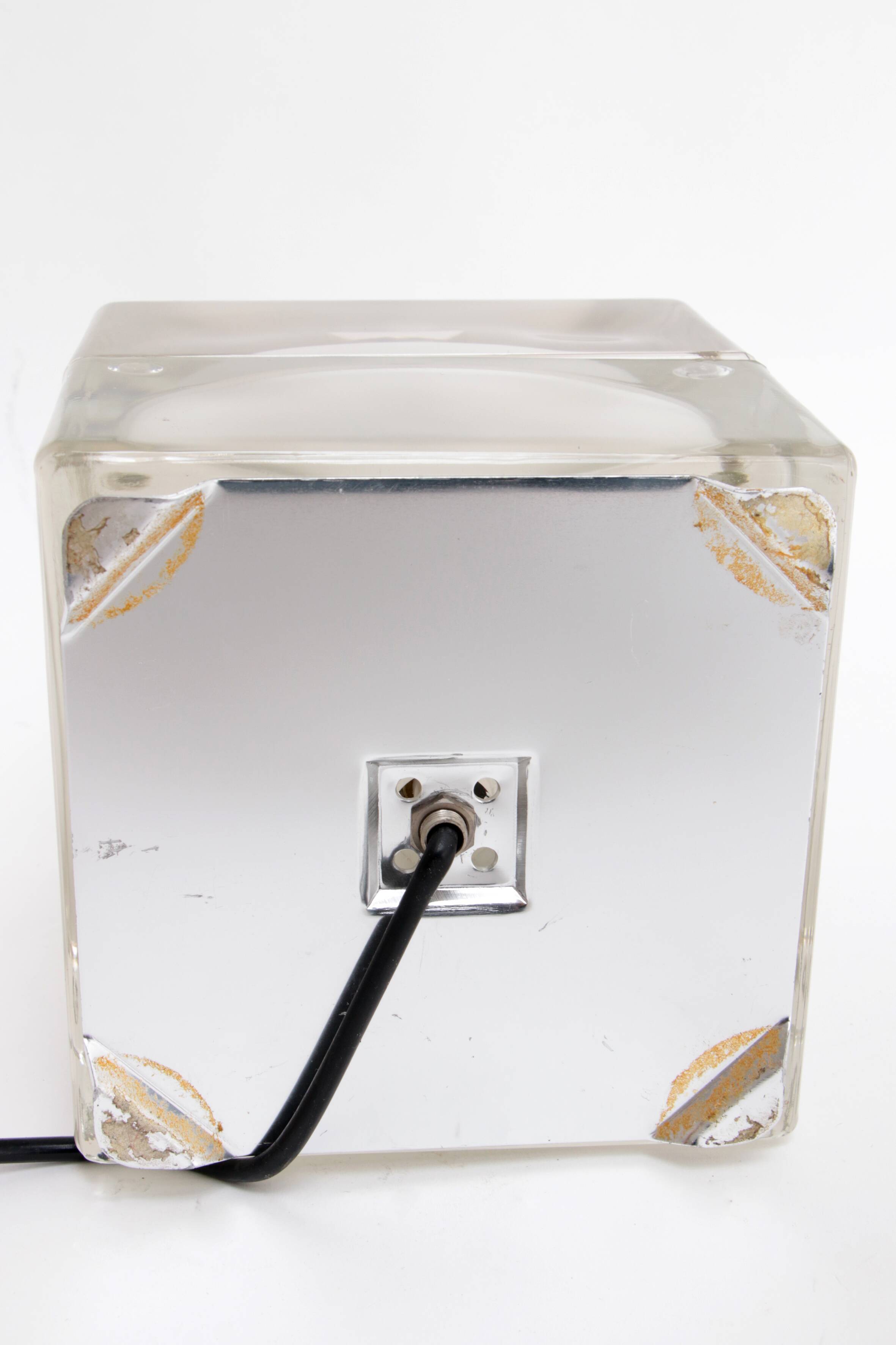 Alessandro Mendini “Cubosfera” Table Lamp Metal Crome Glass 1968 Italy