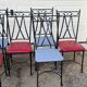 Glass and iron table with two side tables and 8 chairs