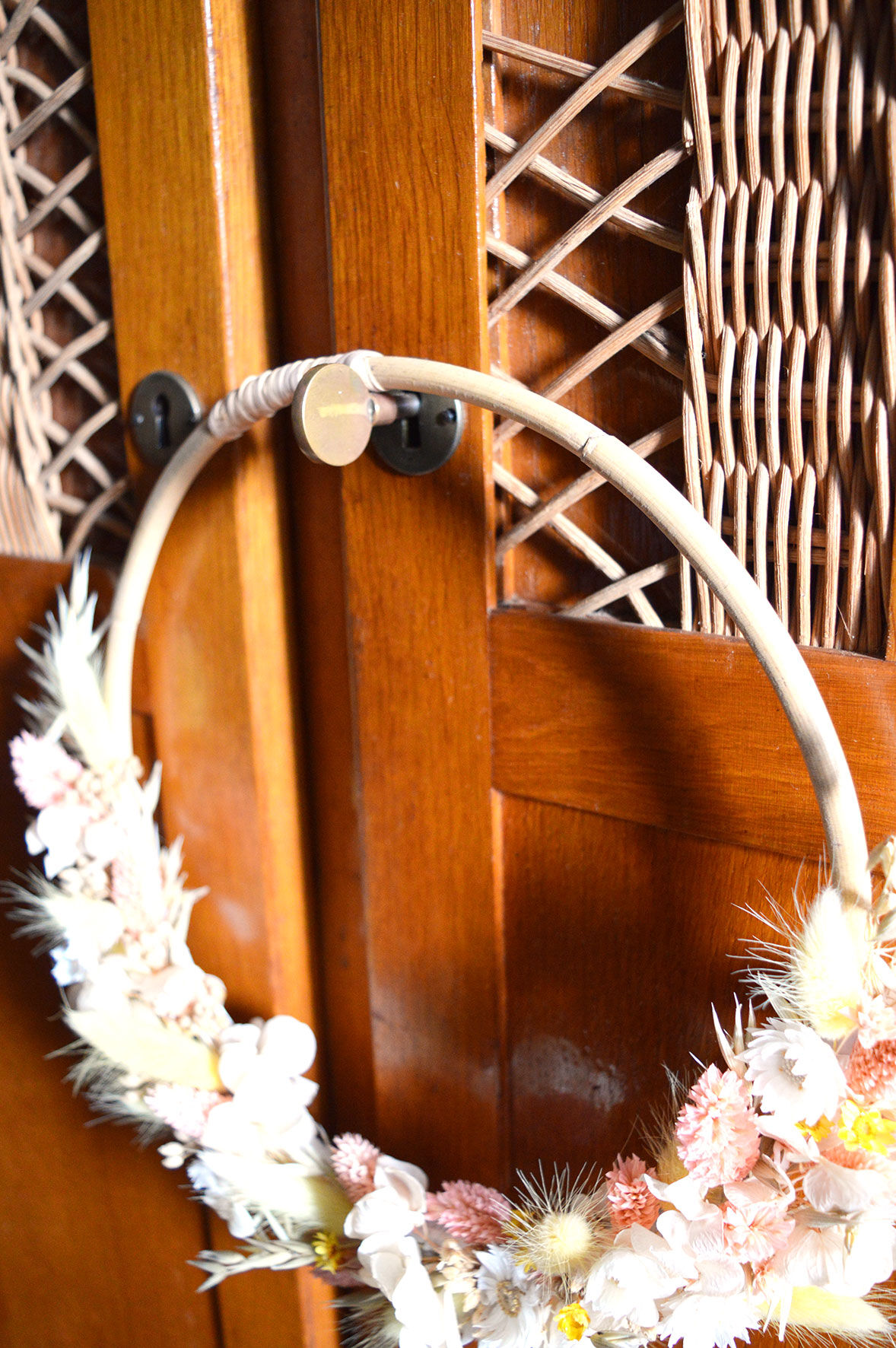 Wood and rattan wardrobe