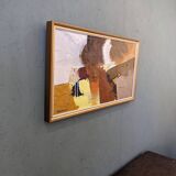 Mid-Century Modern Swedish "Autumn Rhapsody" Vintage Abstract Oil Painting, Hans Osswald