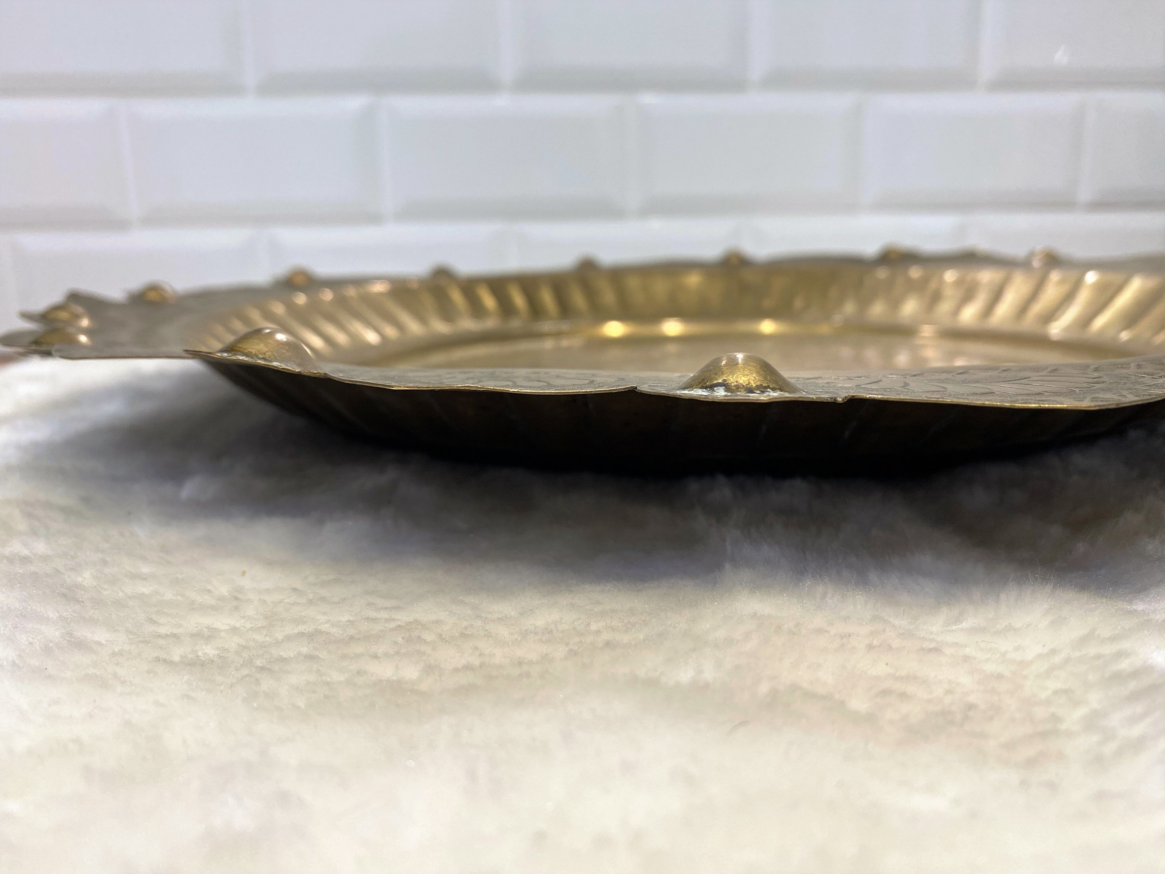 Oriental brass tray hammered