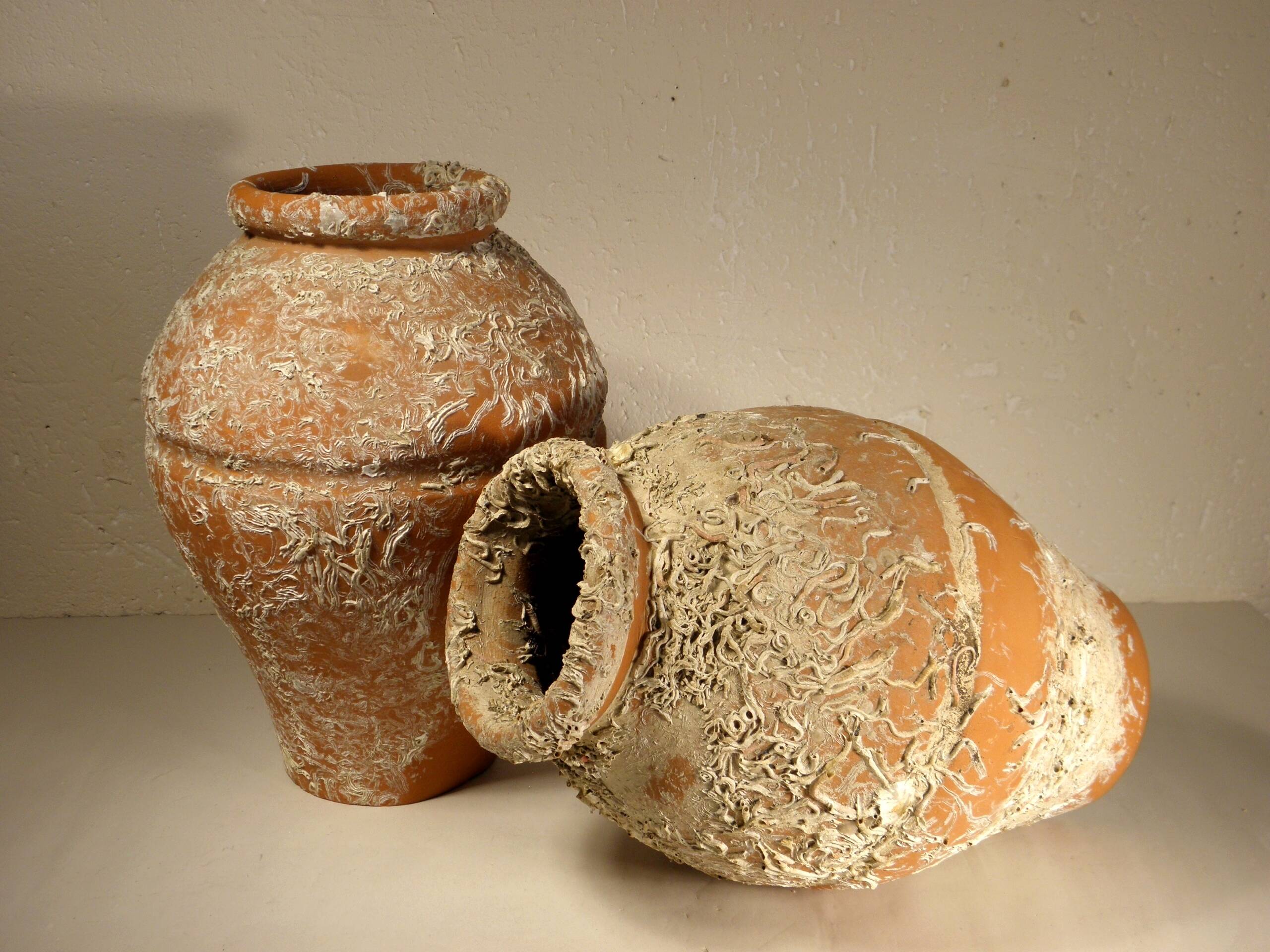 Two ceramic takotsubo pots - Japan