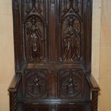 Gothic Jacobean hall chair finely carved from the Victorian era around 1860.