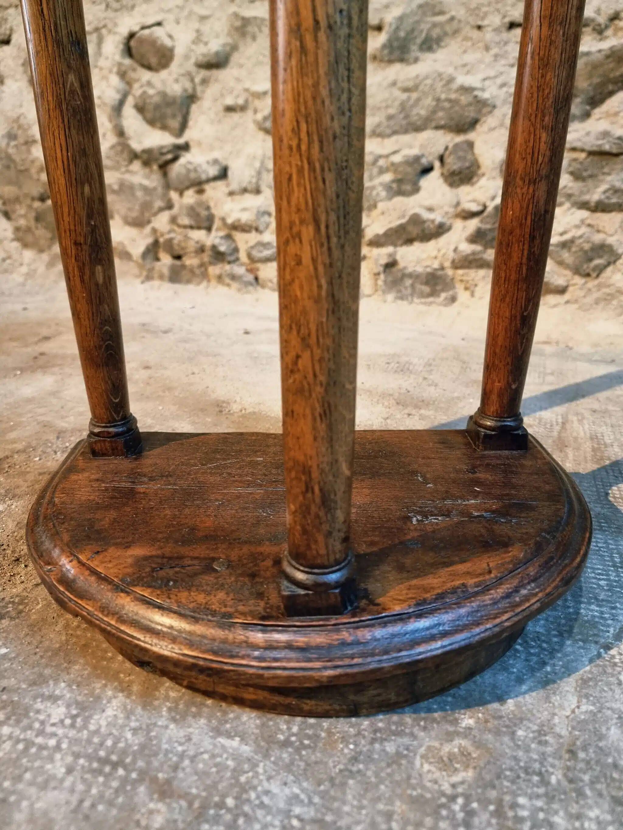 Pair of antique solid wood half-moon side tables, 19th century