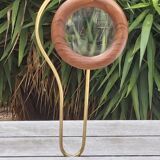 Scandinavian design magnifier wood and brass