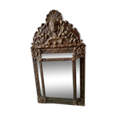 Nineteenth century parecloses mirror in brass and wood 32x60cm