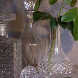 Carafe vintage en verre à picots