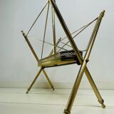 Vintage magazine rack, Neo classical brass dolphine rack