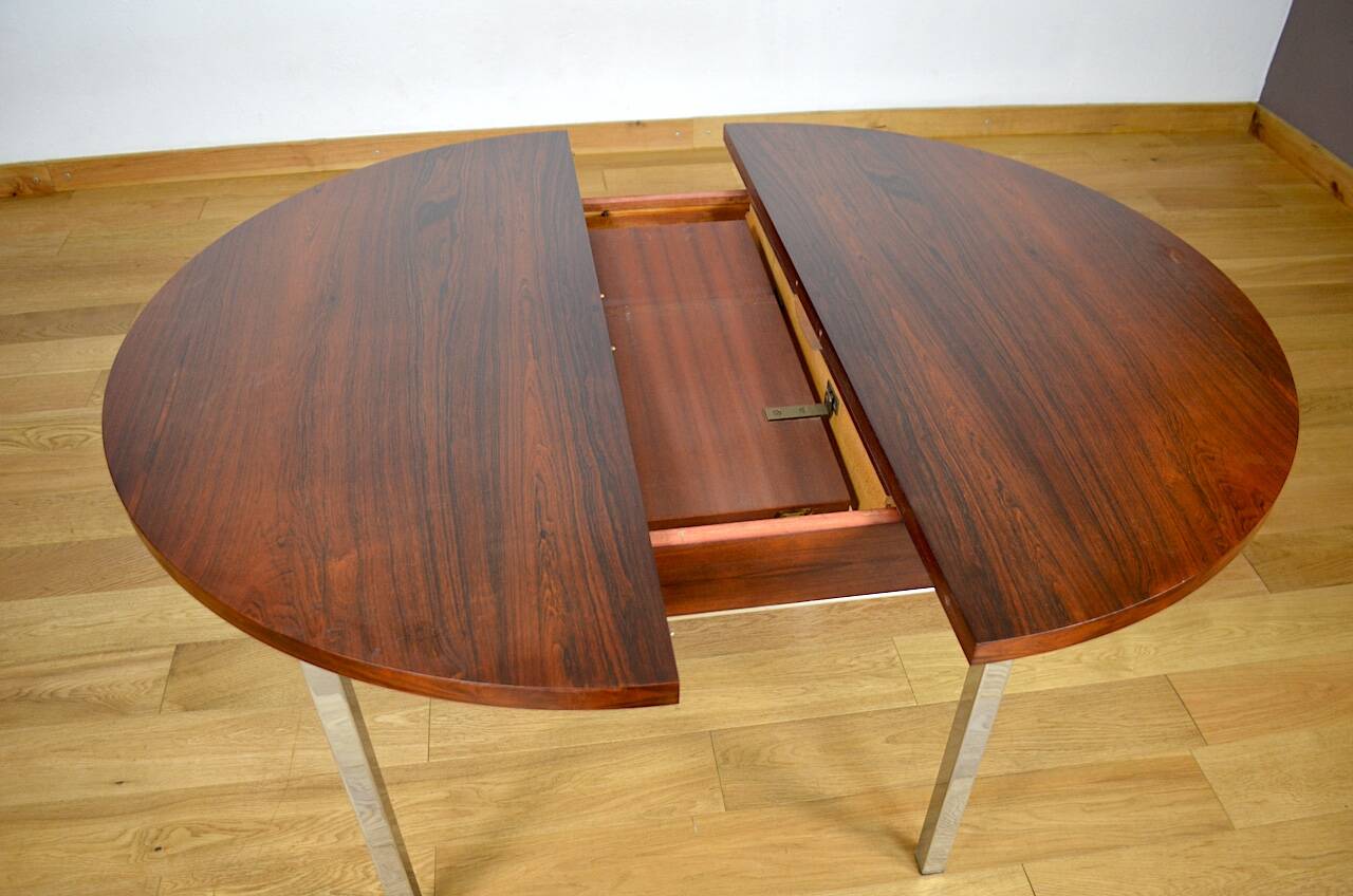 Table de repas en palissandre et chrome 1960