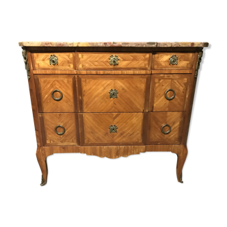 Transition chest of drawers 1900 inlaid with marquetry