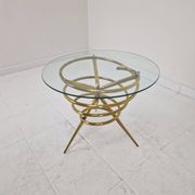Elegant Italian Mid-Century Side Table with Sculptural Brass Base, 1970's