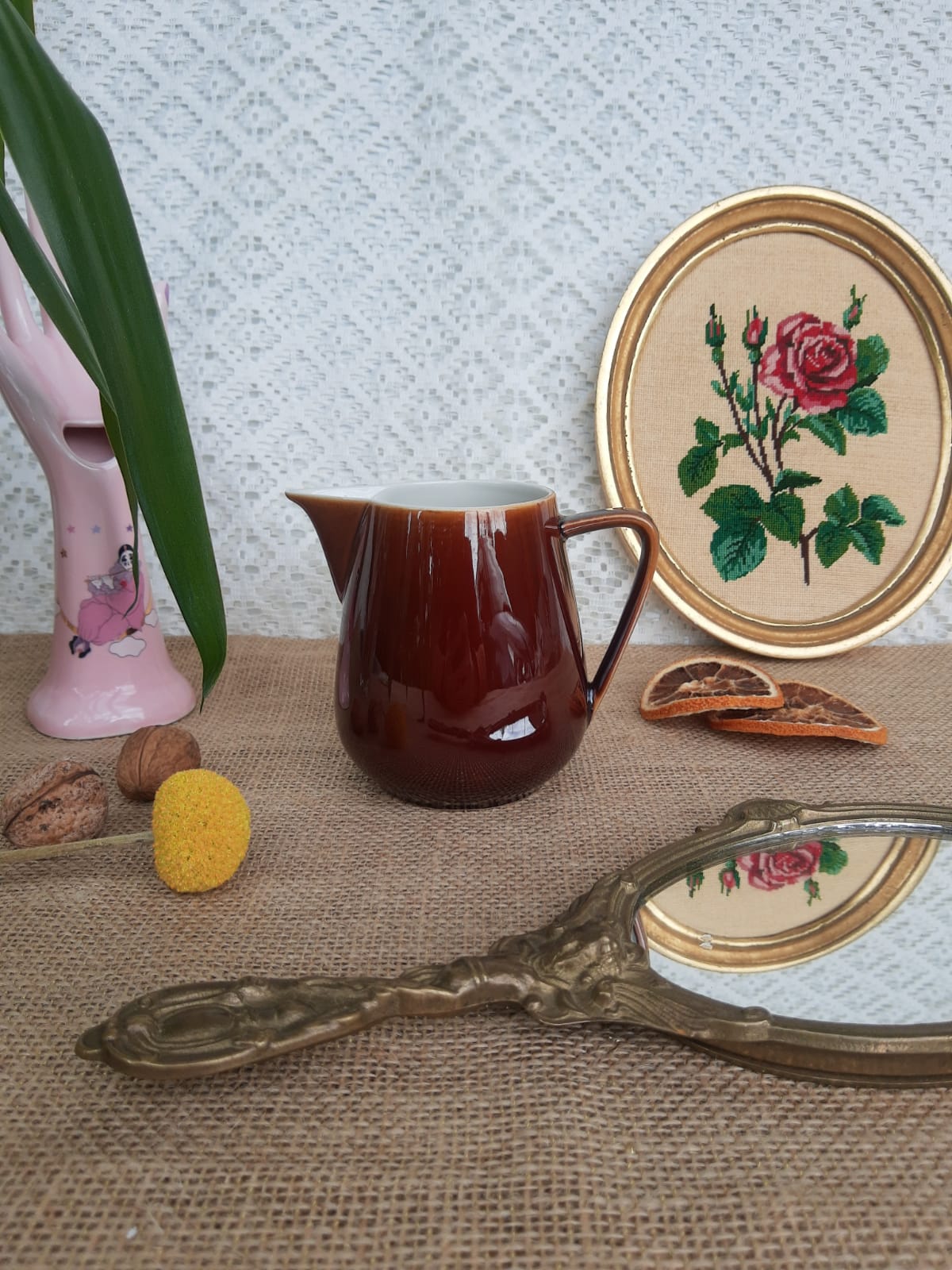 Brown glazed milk jar Villeroy & Boch Made in Luxembourg - vintage