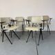 6 chaises industrielles en acier de style Mid-Century avec accoudoirs en bois de Marko