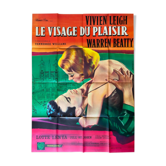 Affiche cinéma originale « Le Visage du Plaisir » Warren Beatty, Vivien Leigh 120x160cm 1961