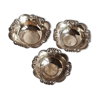 3 silver metal cups