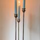 CANDLE HOLDER 3 Lights METAL Patinated Chrome