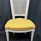 4 Louis XVI chairs - Pierre Frey fabric seat - cane back