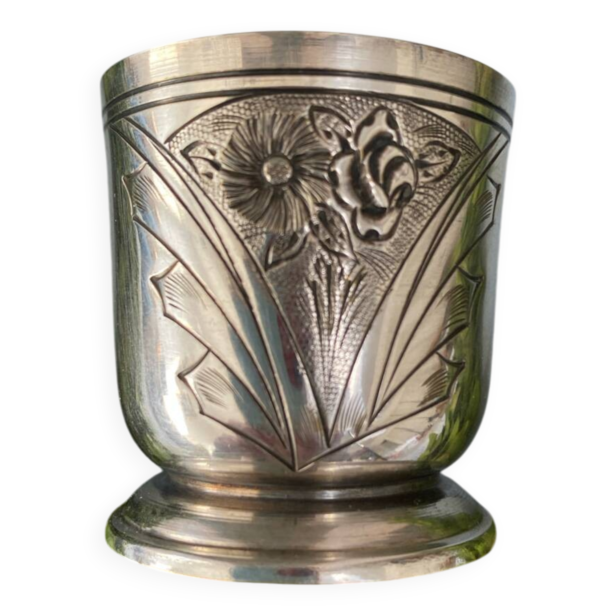 Antique silver-plated egg cup