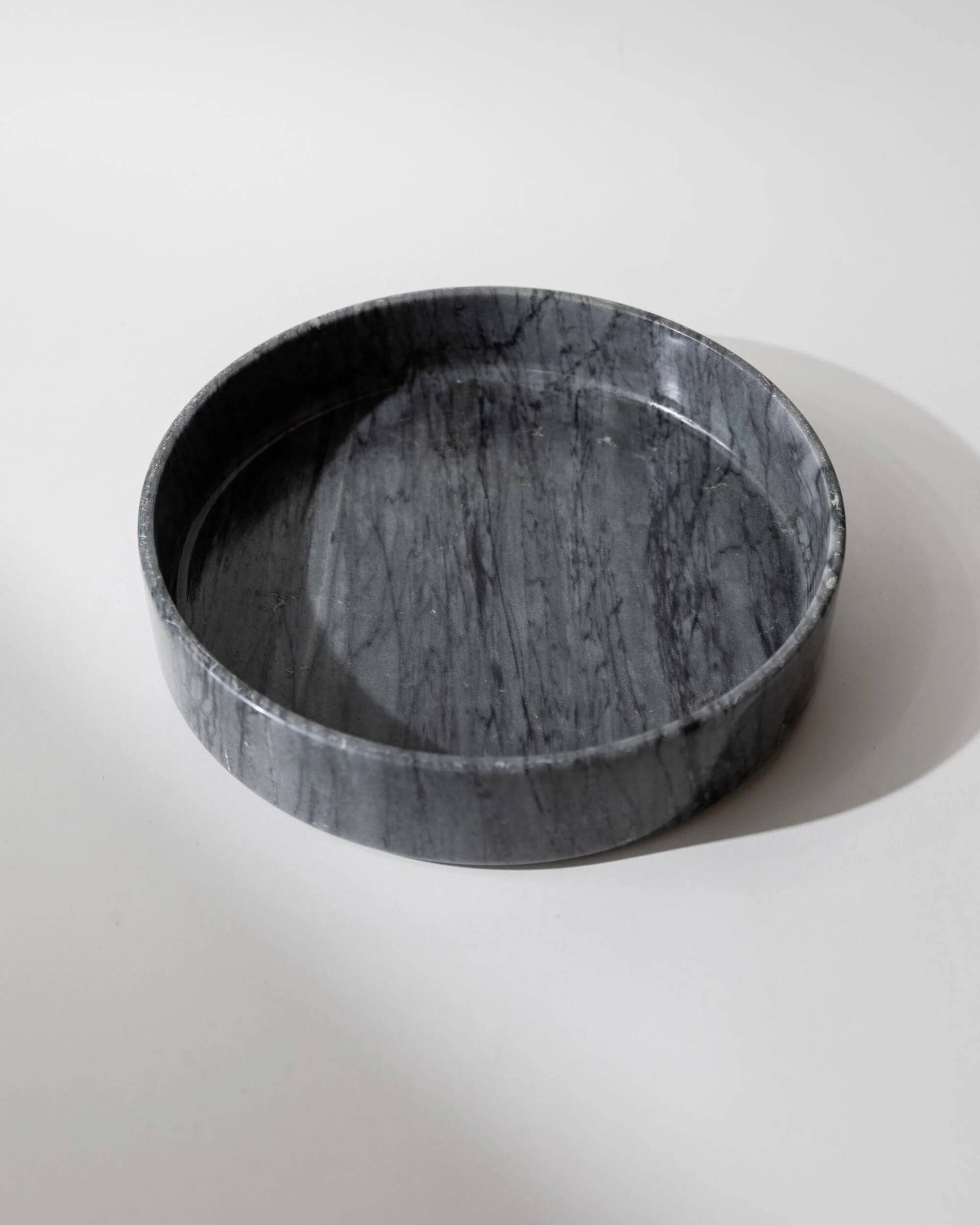 Large vintage marble bowl from the 1970s, dark grey.