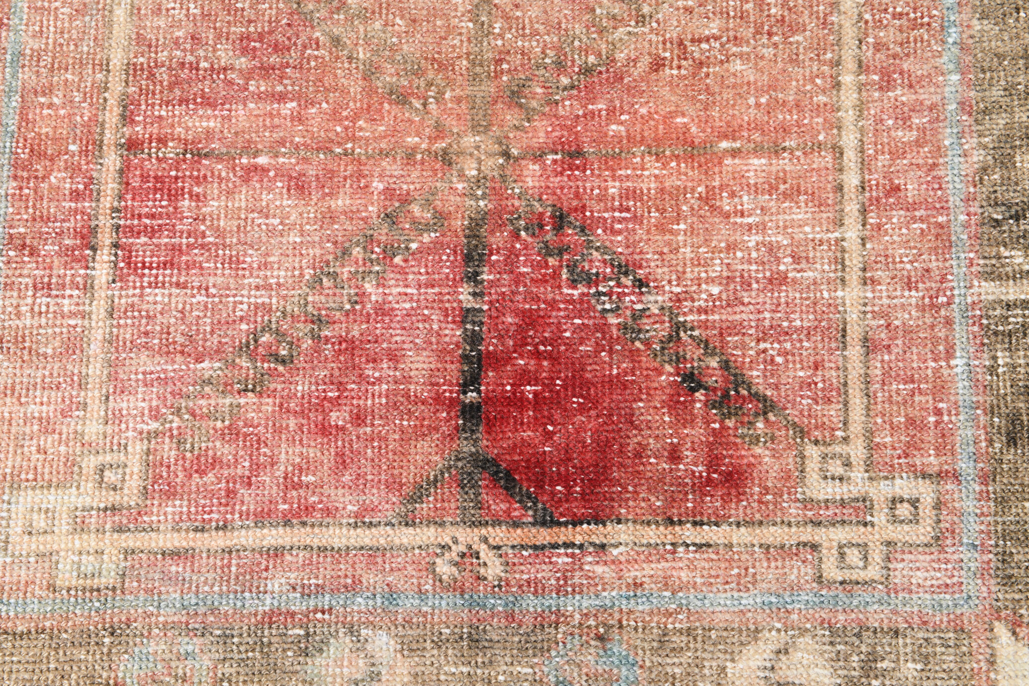 Brown red turkish runner rug, 90x336 cm