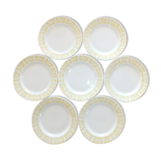 7 dessert plates 50s zebra yellow décor