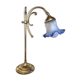 Art nouveau table lamp tulip lampshade in blue glass