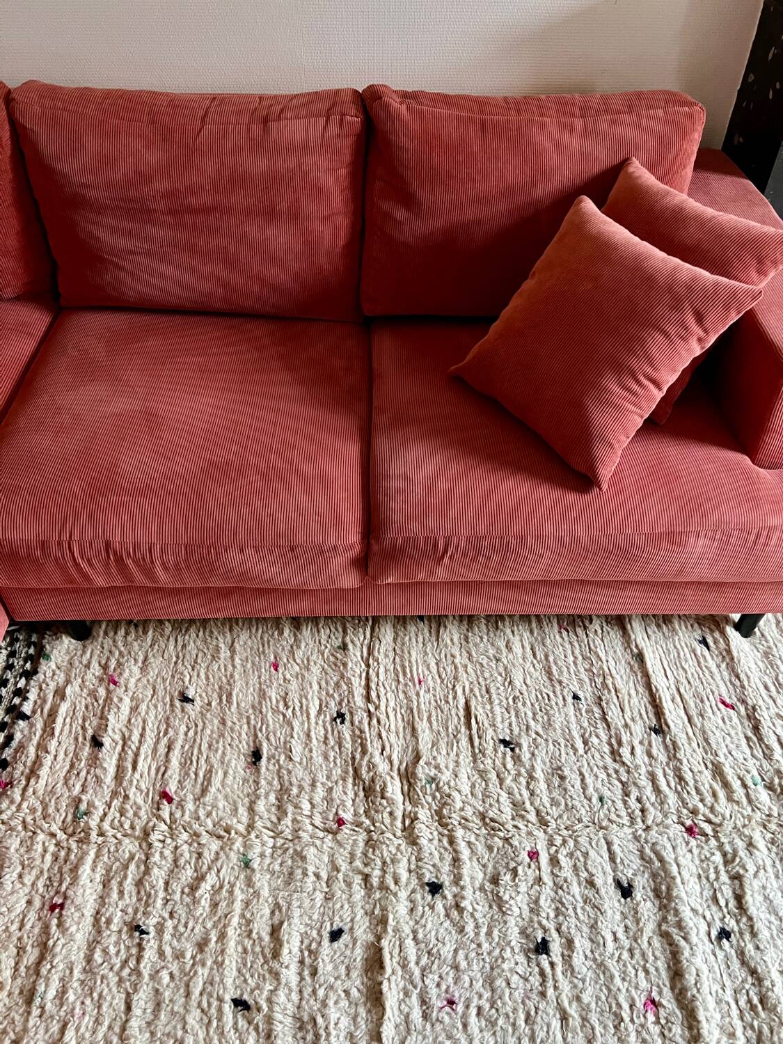 Berber Beni Ouarain handmade rug with colorful polka dots, 100% wool