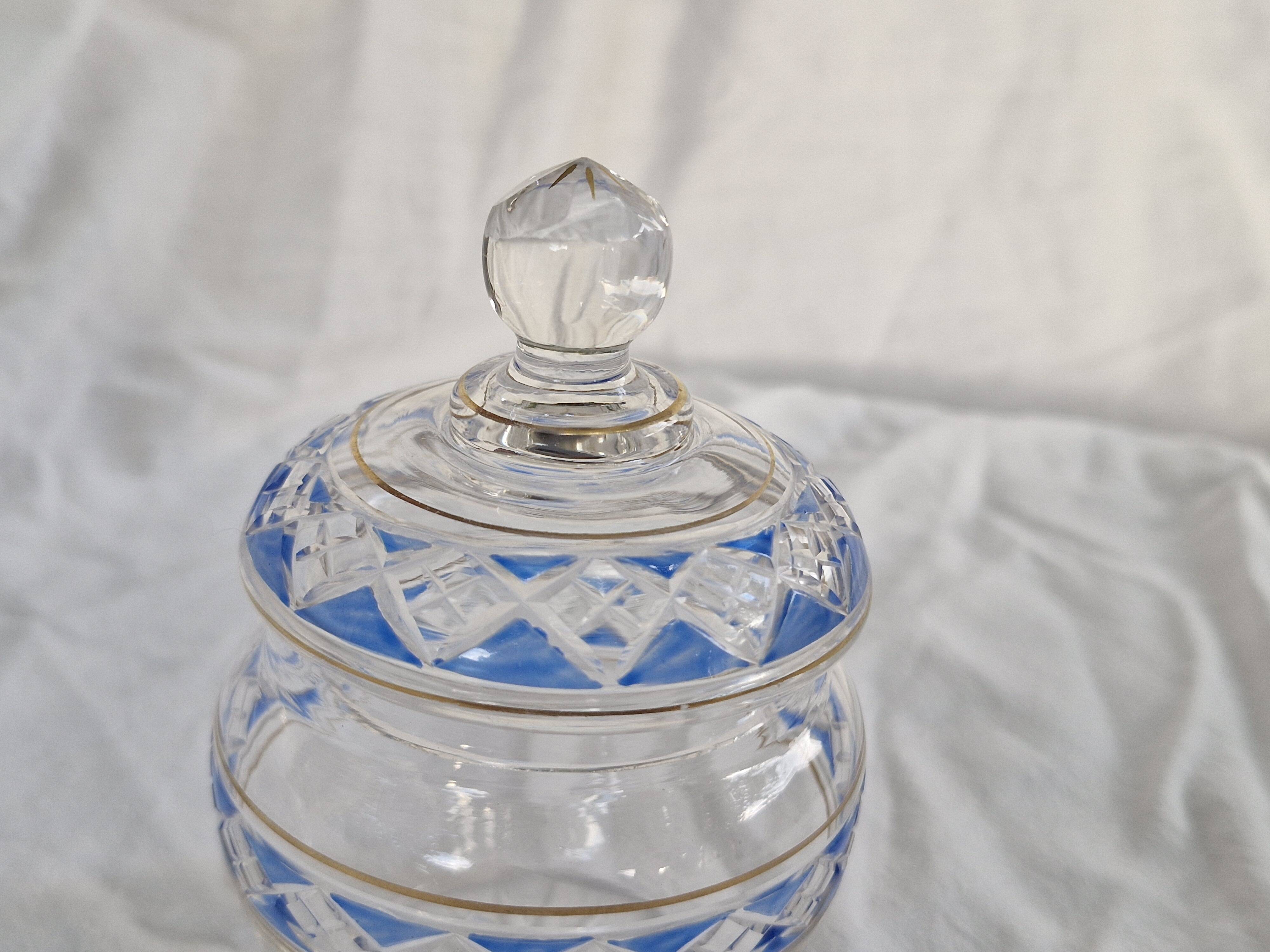 3 Antique Pieces Cut Crystal, Enameled - Early 20th Century