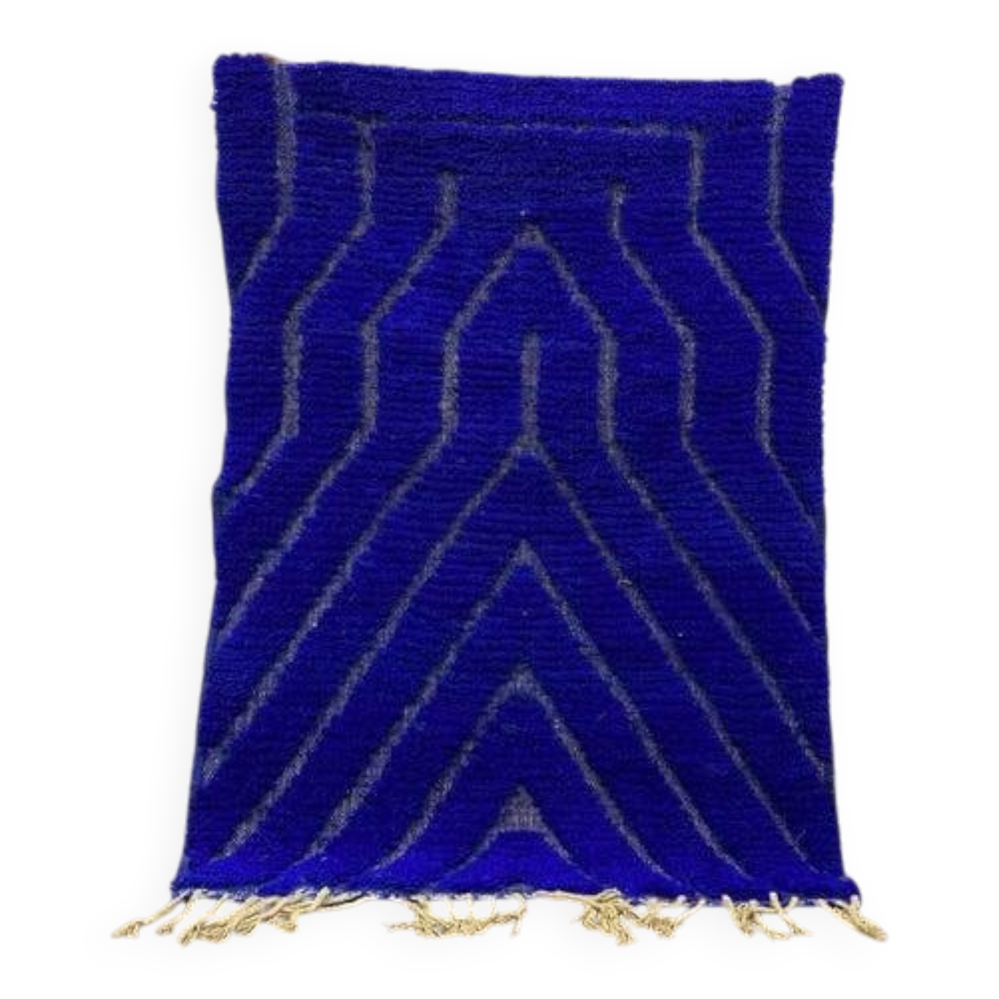 Tapis en laine pure fait main sur mesure traditionnelle bleu 1,5/2,5 m