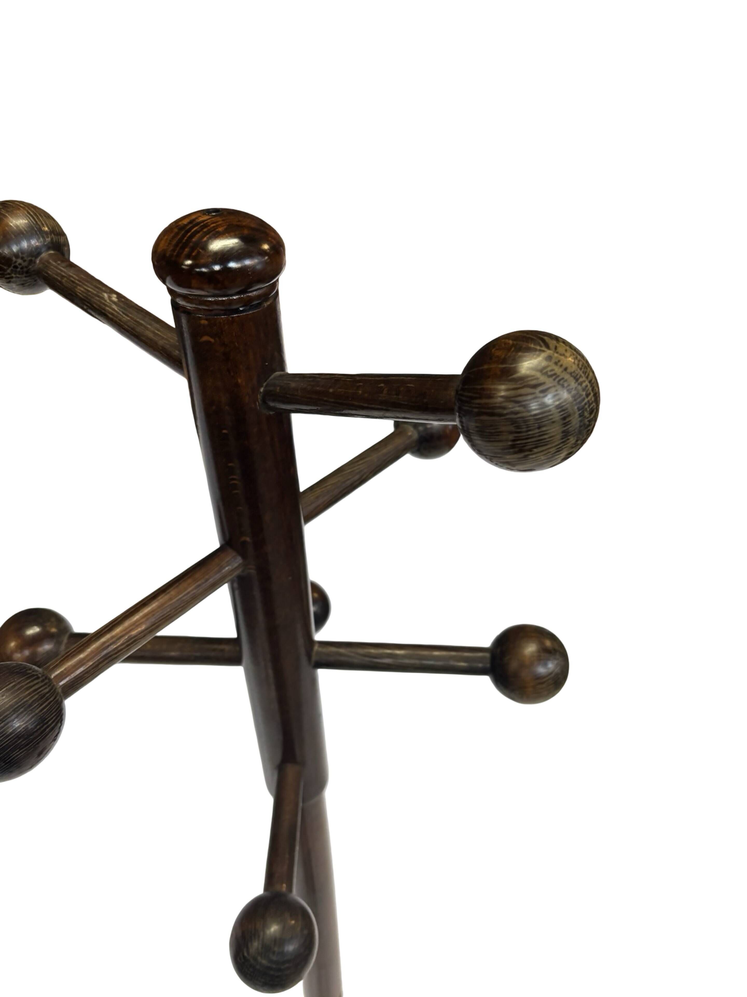 Vintage Wooden Sputnik Design Freestanding Coat Rack, 1970s, Brown