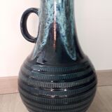 Vase bleu série " fat lava "  en faience émaillée