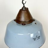 Industrial Grey Enamel and Cast Iron Pendant Light, 1960s
