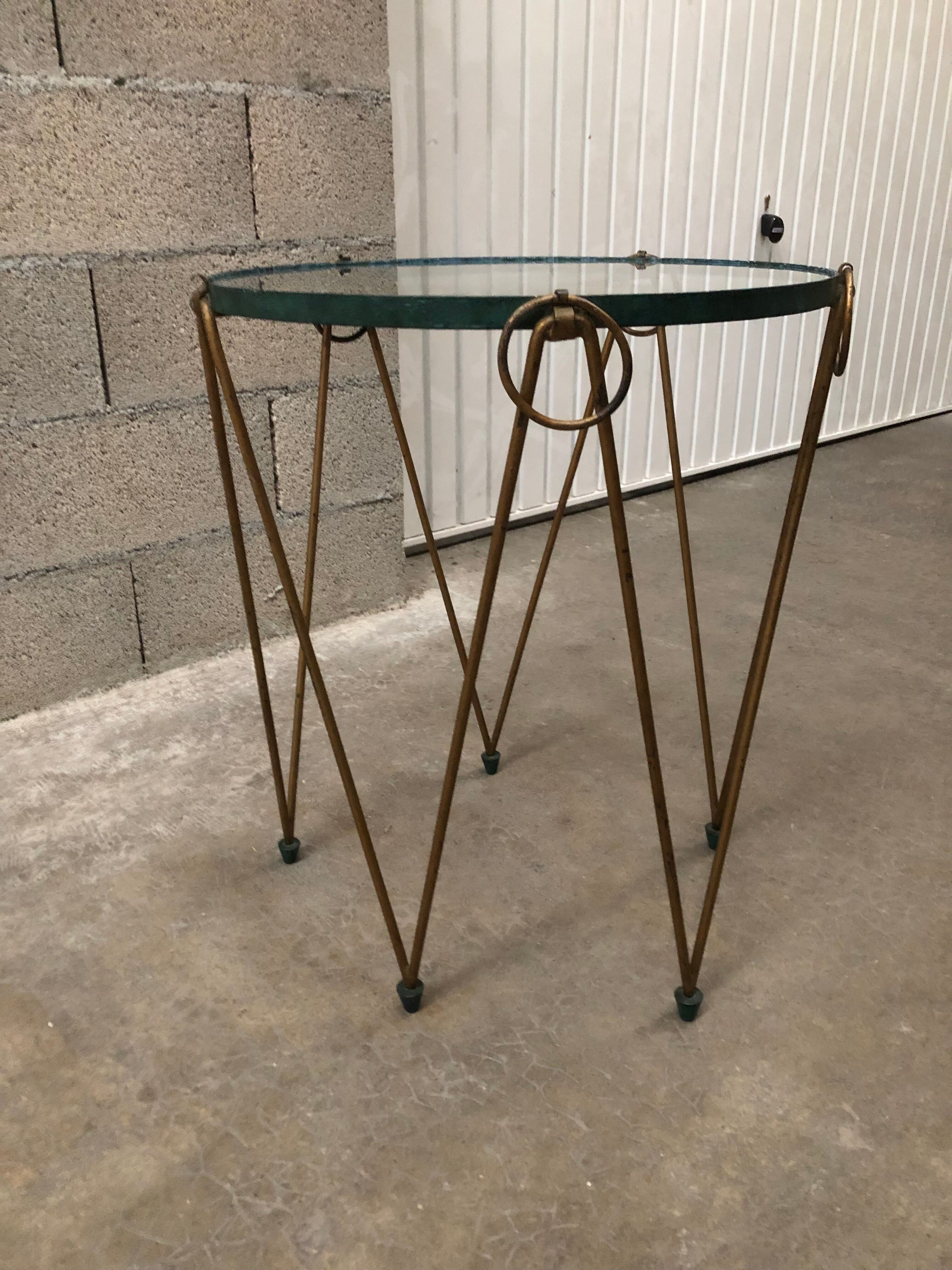 Art deco pedestal table wrought iron