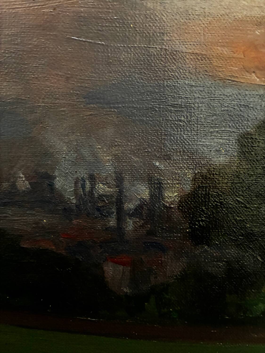 Countryside landscape, sunset signed Lavauden.