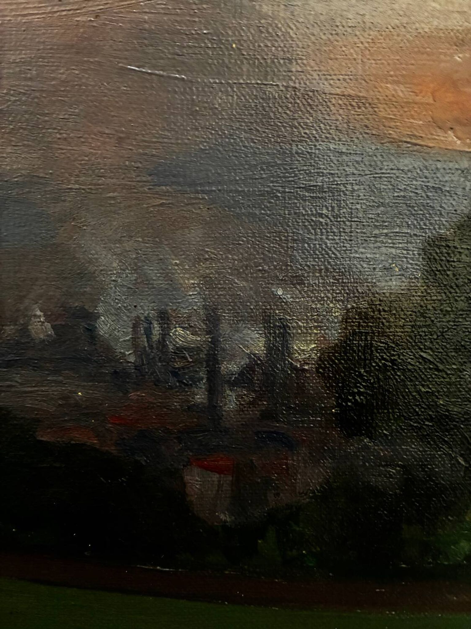 Countryside landscape, sunset signed Lavauden.