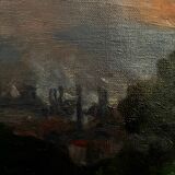 Countryside landscape, sunset signed Lavauden.