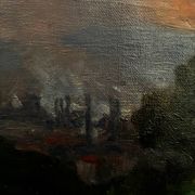 Countryside landscape, sunset signed Lavauden.