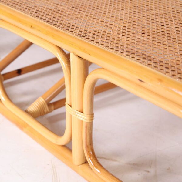 Grande table basse en rotin et cannage