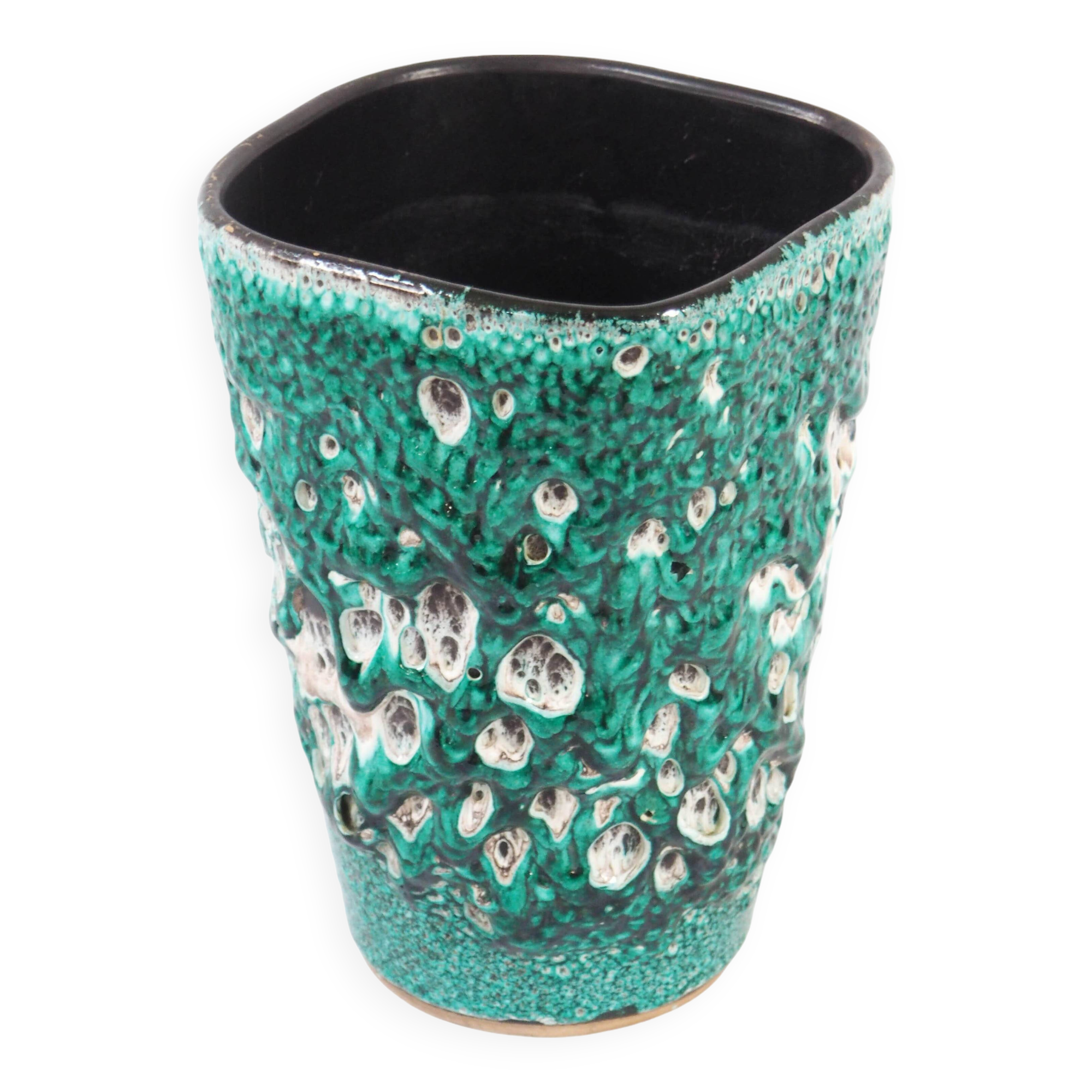 Fat lava turquoise vase