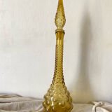 Carafe italienne Empoli verre ambre bulles , 1970