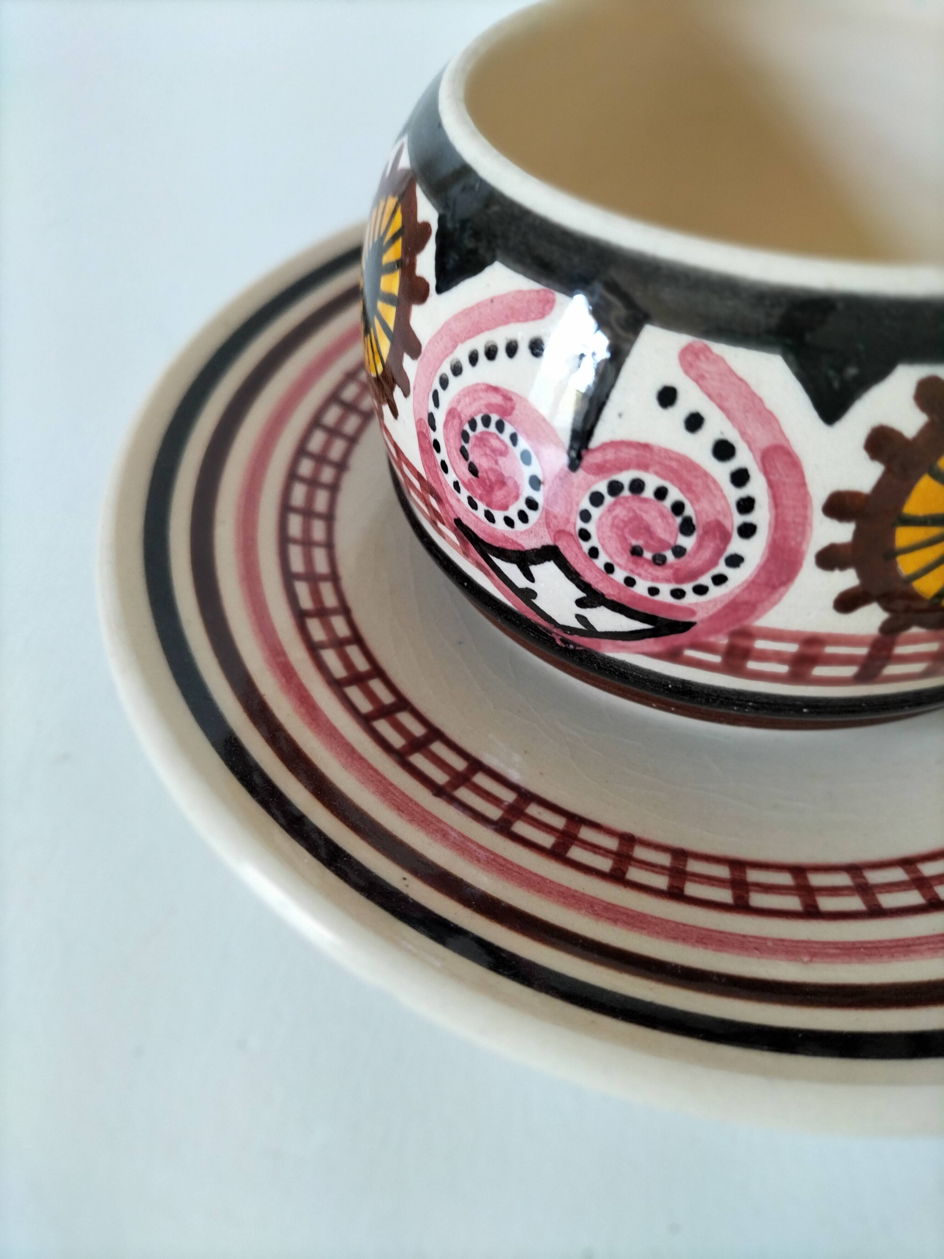 Cup and saucer Paul Fouillen – Quimper – 1950s