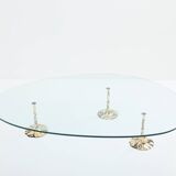 Table basse brutaliste fer forgé doré feuille d’or 1970