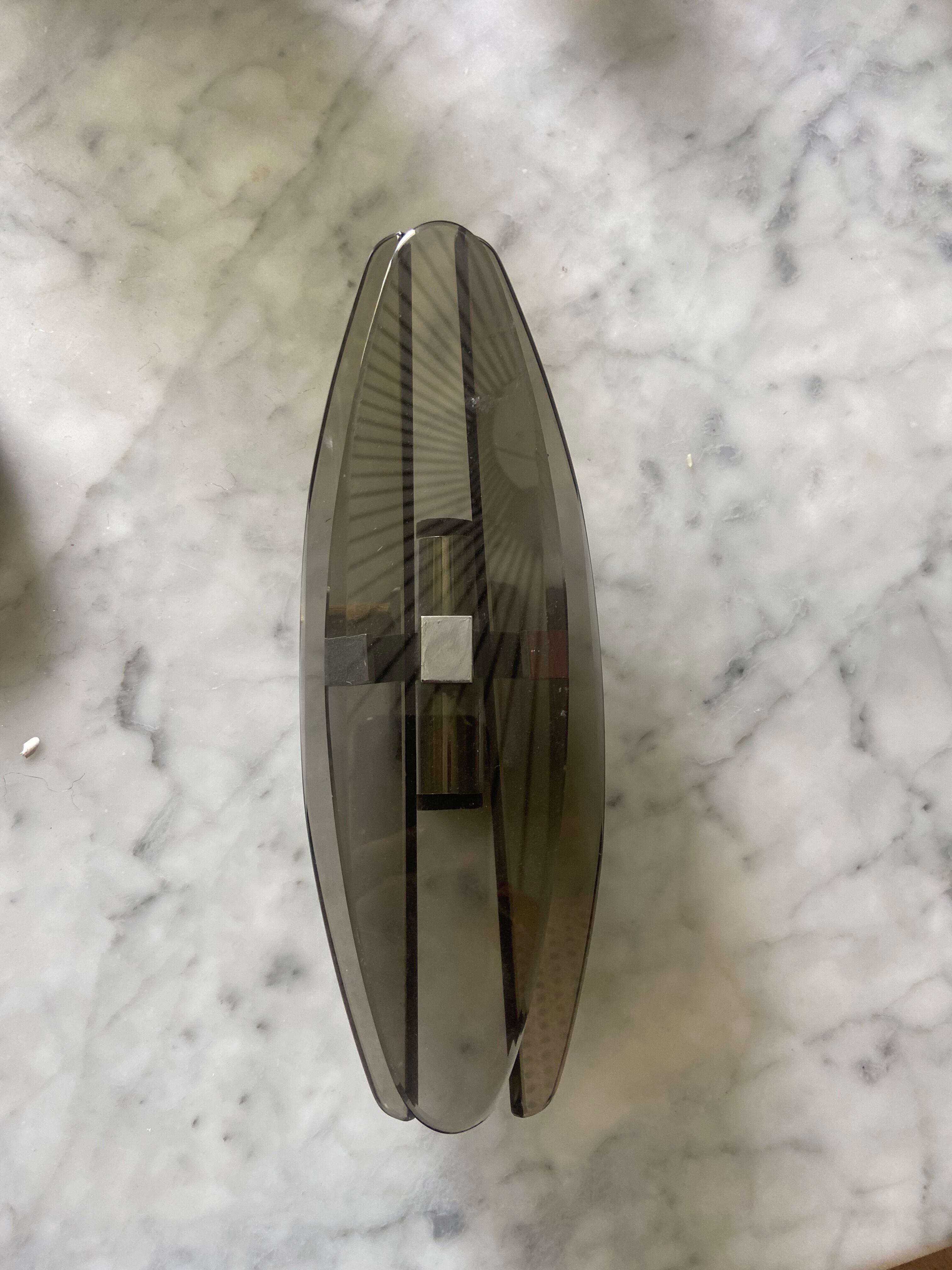 Vintage smoked glass wall lamp