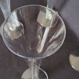 8 old champagne flutes evased blown glass model impossible