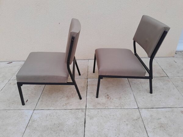 Paire de chauffeuses fauteuils vintage année 50 60