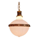 Large Art Deco pendant light in milky glass and brass, 1920