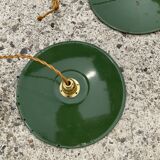 Trio suspension sheet enamelled vintage green and white gold threads brass socket