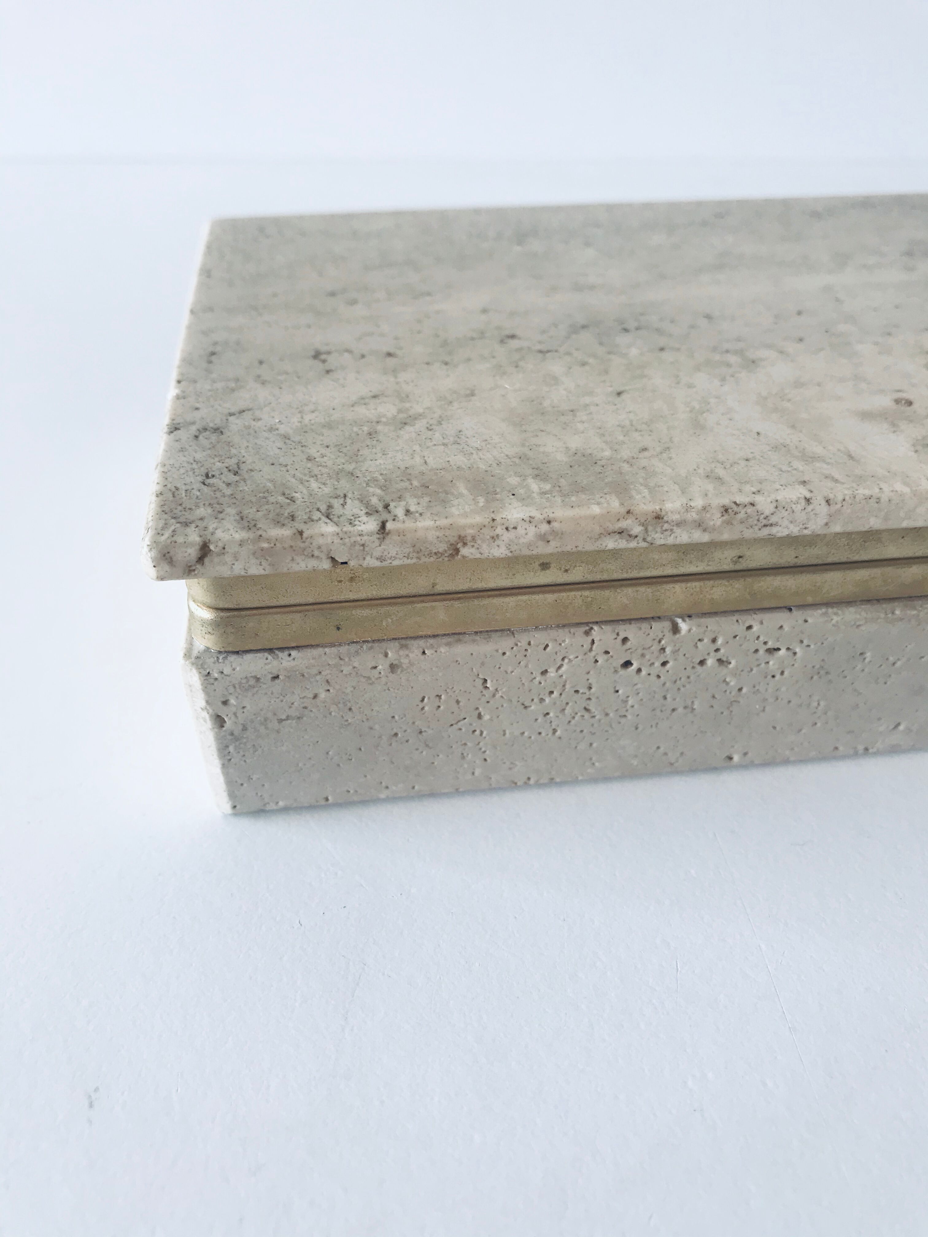 Travertine and brass box