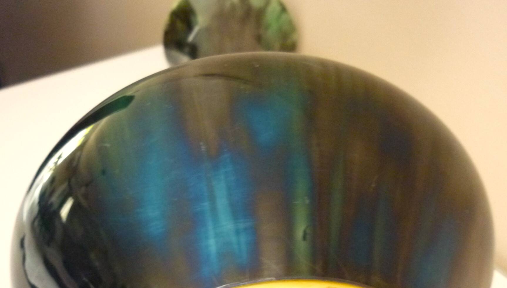 Large art deco vase in enameled ceramic and chiseled bronze foot